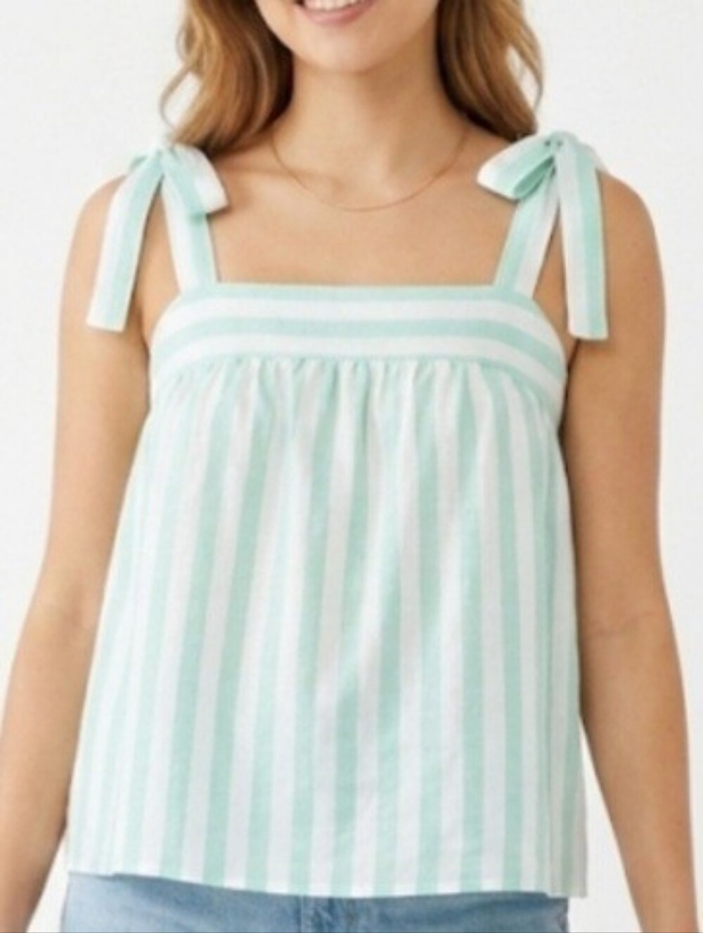 Stoney Clover Lane Green Stripe Crop Top Size XXS Soft Girl Summer Coastal